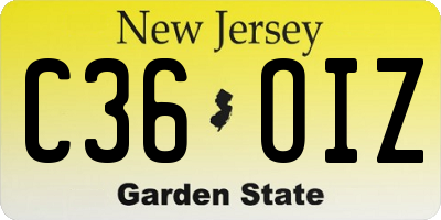 NJ license plate C36OIZ