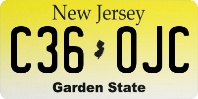 NJ license plate C36OJC