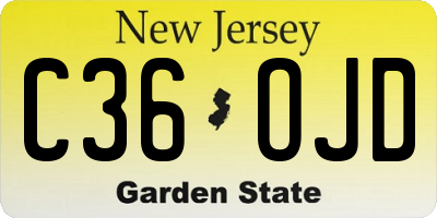 NJ license plate C36OJD