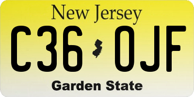 NJ license plate C36OJF