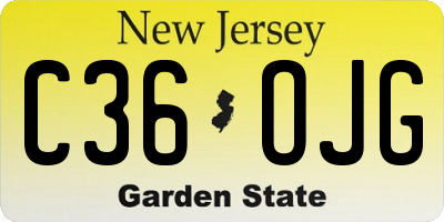 NJ license plate C36OJG