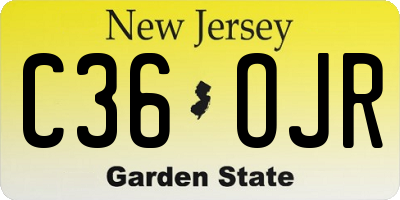 NJ license plate C36OJR