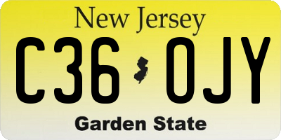 NJ license plate C36OJY