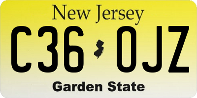 NJ license plate C36OJZ