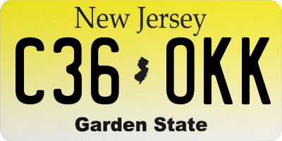 NJ license plate C36OKK