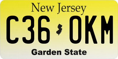 NJ license plate C36OKM