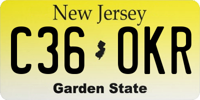 NJ license plate C36OKR