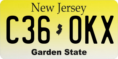 NJ license plate C36OKX