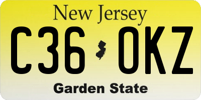 NJ license plate C36OKZ