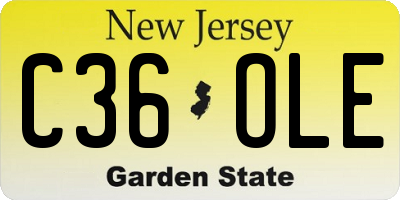 NJ license plate C36OLE
