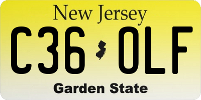 NJ license plate C36OLF