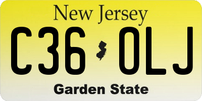 NJ license plate C36OLJ