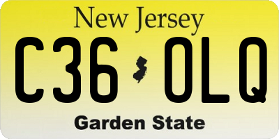 NJ license plate C36OLQ
