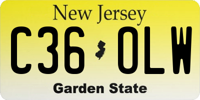 NJ license plate C36OLW