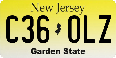 NJ license plate C36OLZ