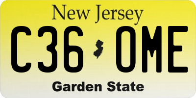 NJ license plate C36OME