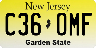 NJ license plate C36OMF