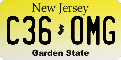 NJ license plate C36OMG
