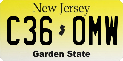 NJ license plate C36OMW