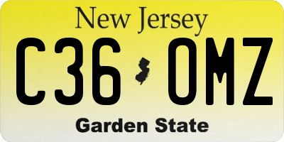 NJ license plate C36OMZ