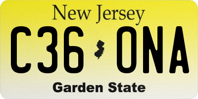 NJ license plate C36ONA