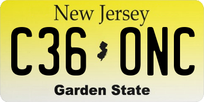 NJ license plate C36ONC