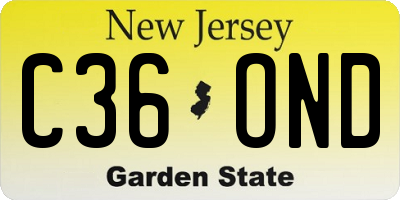 NJ license plate C36OND