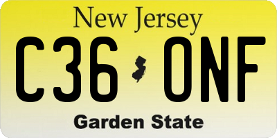 NJ license plate C36ONF