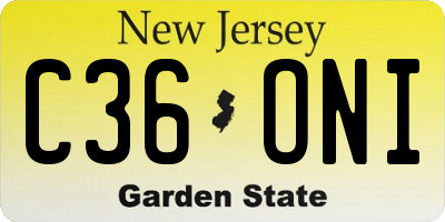NJ license plate C36ONI