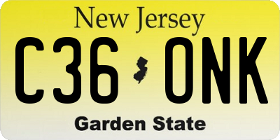 NJ license plate C36ONK