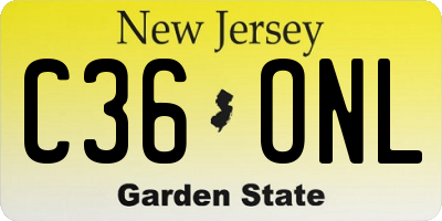 NJ license plate C36ONL