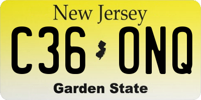 NJ license plate C36ONQ