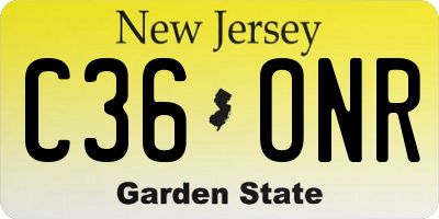 NJ license plate C36ONR