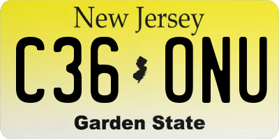 NJ license plate C36ONU