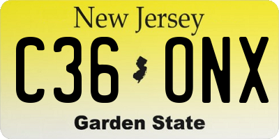 NJ license plate C36ONX