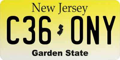 NJ license plate C36ONY