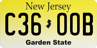 NJ license plate C36OOB