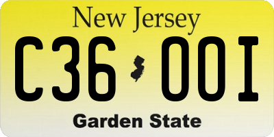 NJ license plate C36OOI