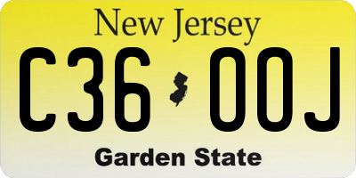 NJ license plate C36OOJ