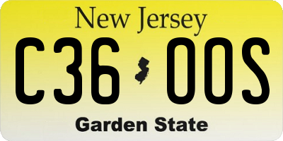 NJ license plate C36OOS