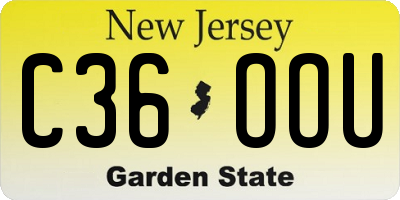 NJ license plate C36OOU