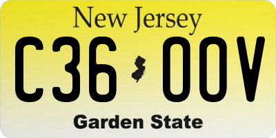 NJ license plate C36OOV