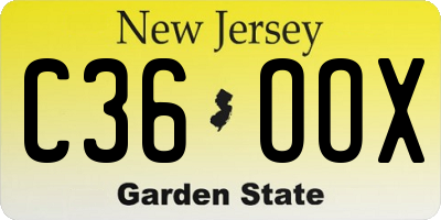NJ license plate C36OOX