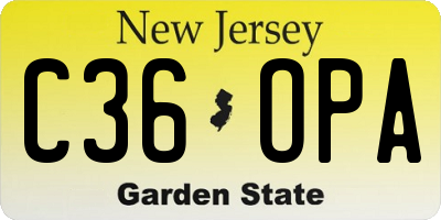 NJ license plate C36OPA