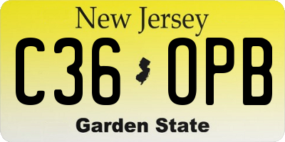NJ license plate C36OPB