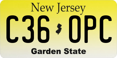NJ license plate C36OPC