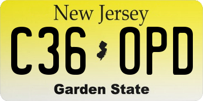 NJ license plate C36OPD