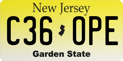 NJ license plate C36OPE