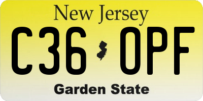 NJ license plate C36OPF