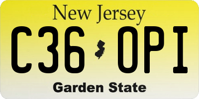 NJ license plate C36OPI